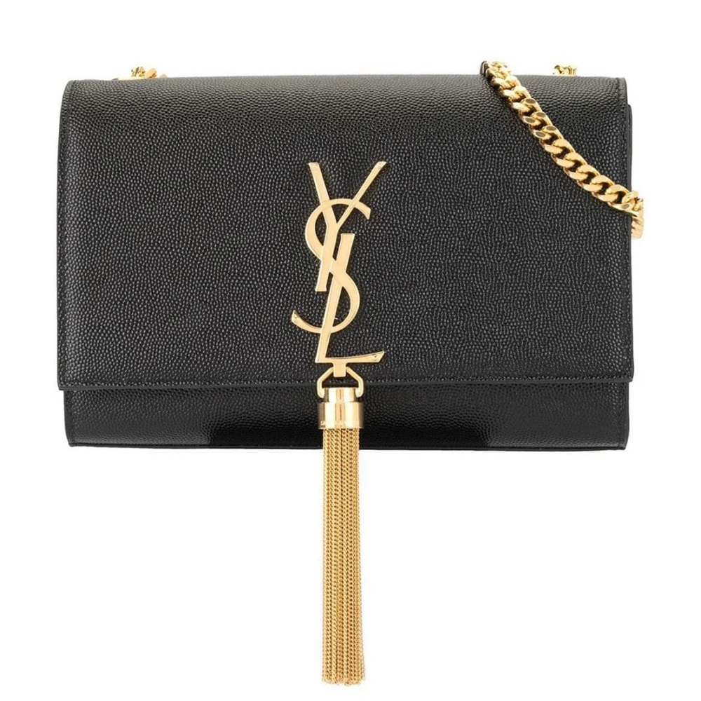 Saint Laurent Black Crossbody Bag with Gold Chain